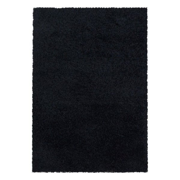 Salongmatta Shaggy Design Mjuk Hår Monokrom Svart (160x230 cm)