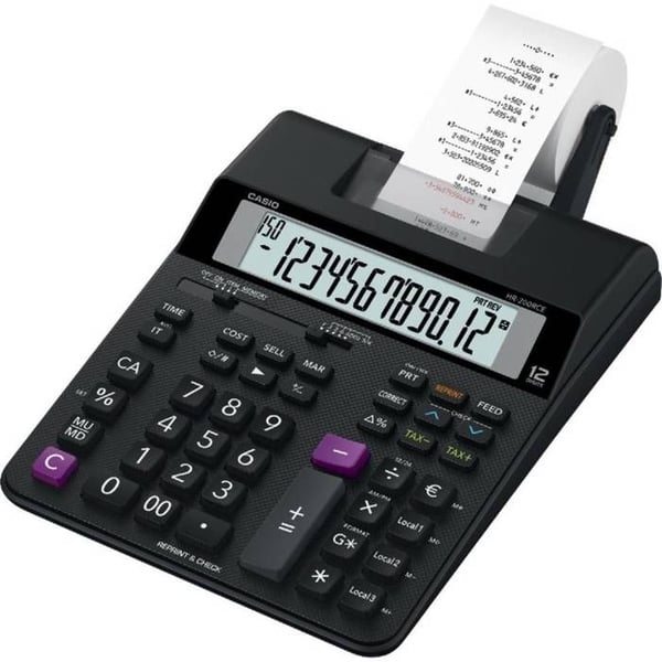 Skrivarräknare - CASIO - HR200 RCE - Svart - LCD-skärm - Batteridriven