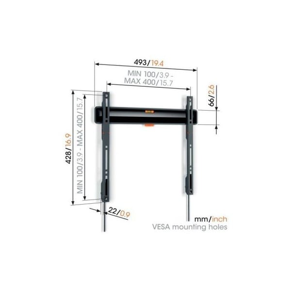 TV-montering - VOGEL'S - TWM3403 - Tiltbar - 50 kg - Sort
