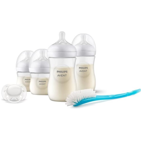 Nyfødt sæt - PHILIPS AVENT - Natural 3.0 - 2 flasker 125ml + 2 flasker 260ml + Ultra Blød sut 0-6M + Flaskebørste