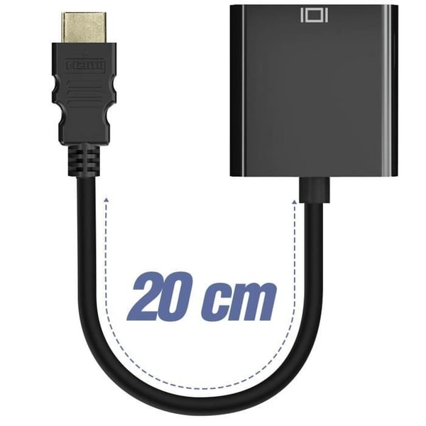HDMI til VGA adapter - AVIZAR - 1080p - Sort - Kompakt - Bredbar