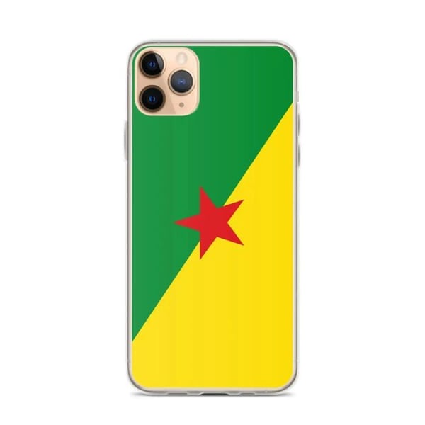 Mobilskal – Guyanas flagga – Kompatibel med iPhone 11 Pro Max – Mjuk etui – Resistenta och stötsäkra – Silikon – Pixelforma