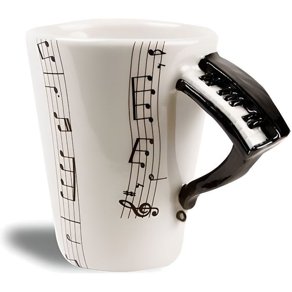 Mugg - Musik - Piano - Värmekänslig - Vit - Rund