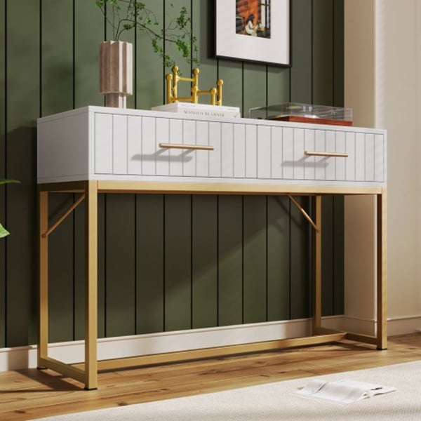 Frisør - MUVOE - H75/B100/T45 cm - 2 skuffer - Hvid - Moderne design