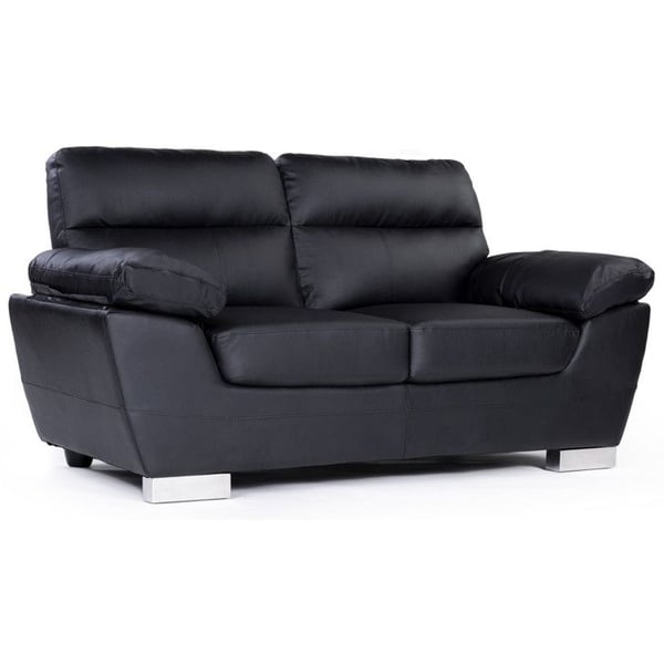 Fast soffa i återvunnen läder och PVC "Dallas" - 169 x 88 x 90 cm - 2 platser - Svart