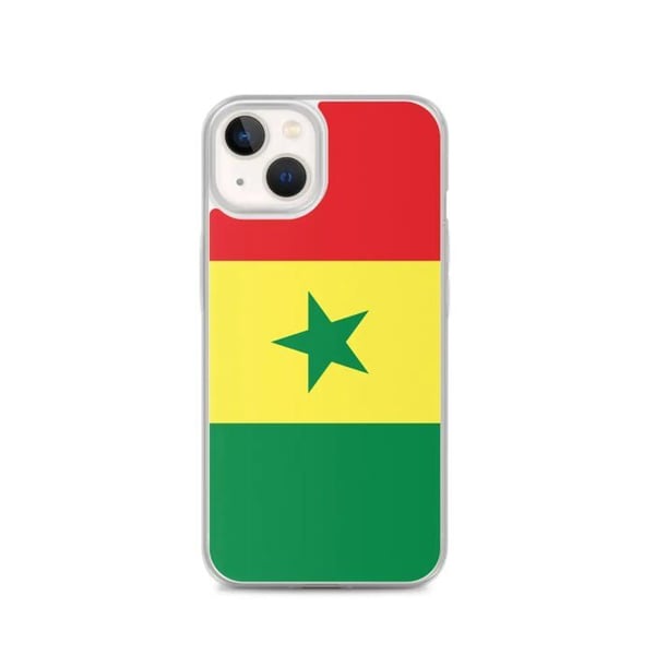 Telefonfodral – Senegalflagga – Kompatibel med iPhone 13 – Mjukt fodral – Slittåligt och stötresistent – Silikon – Pixelforma