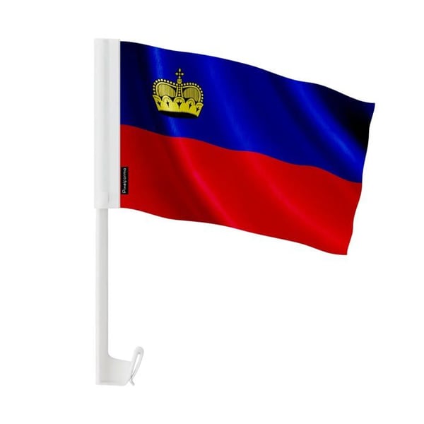 Liechtenstein Bilflagga – 14 x 21 cm – Polyesterstoff – Fäste på Fönster – 20 stycken – Pixelforma
