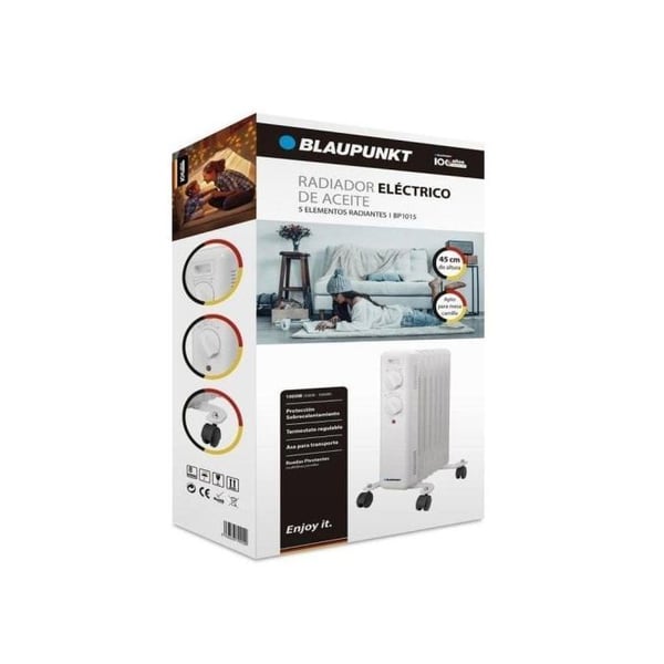 Blaupunkt BP1015 1000W elektrisk radiator kompakt manuell kontroll multidirektionella hjul