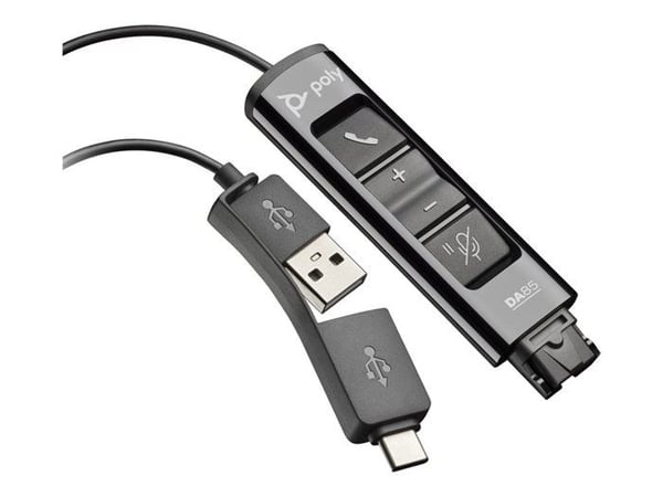 USB-A/C Adapter - Poly - DA75 - Intelligent Headset Recognition - EncorePro Headset