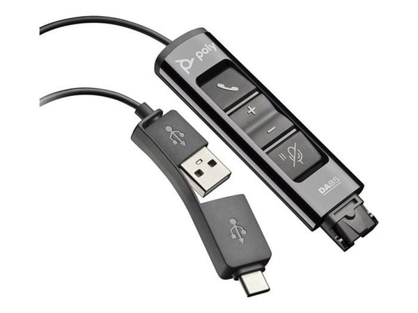 USB-A/C Adapter - Poly - DA75 - Intelligent Headset Recognition - EncorePro Headset