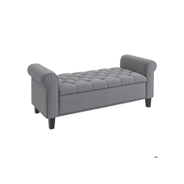 Pehmustettu pankki - HOMCOM - 126x48,5x47 cm - Harmaa - Max. kuormitus 120 kg - Piilotettu säilytys