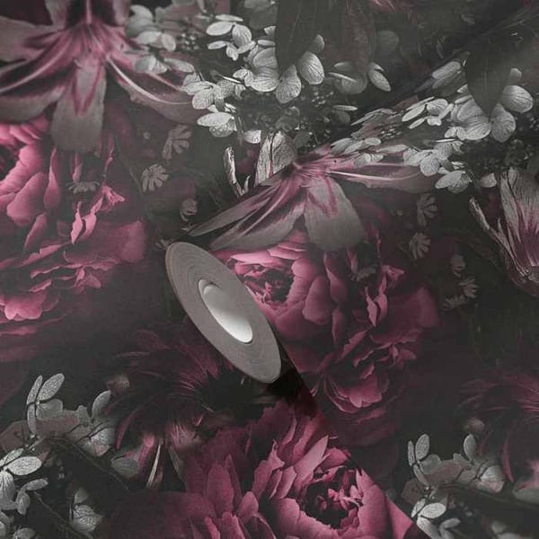 Tapet - A.S. CREATION - Pintwalls - Blommor och växter - Vit - Rosor, svarta, lila