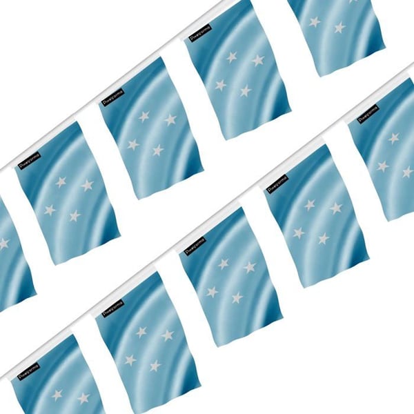 Girland – Flagga för delstaterna i Mikronesien – 14 x 21 cm – Polyester – Att hänga upp – 20 stycken