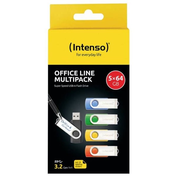 Intenso 3.2 Gen1 Office Line USB-minne 64 GB gul, grön, blå, orange, svart 3543595