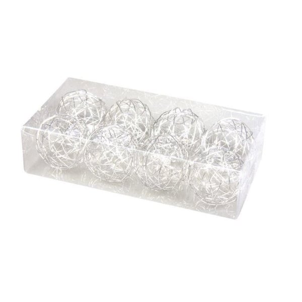 Trådkulor, 4 cm PVC-låda 8 st, silver