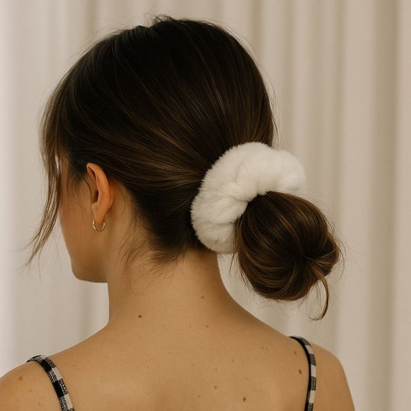 Chouchou - AVIZAR - Minky Fluffy - Vit - Mjuk - Håraccessoar