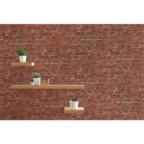 Papper tapet non-woven med stensutseende Dino M1-No.1 stensutseende röd tegel