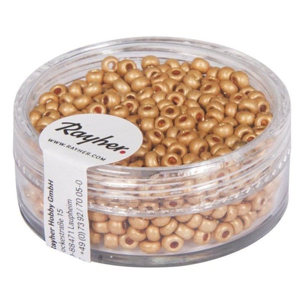 Metalliska pärlor - RAYHER - Guldgul - 2,6 mm - 17 g - Matt effekt