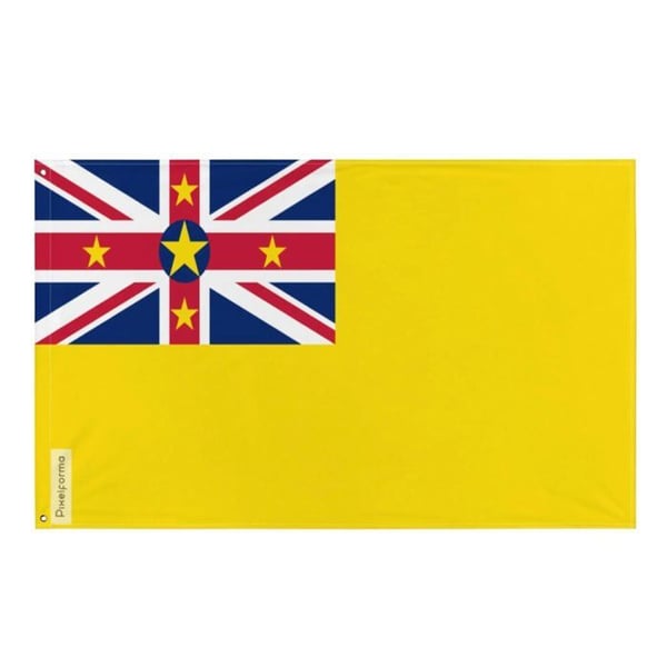 Niue-flagg – 90 x 150 cm – Hållbar Polyester – 2 Metal Ögla – Inomhus / Utomhus – Pixelforma