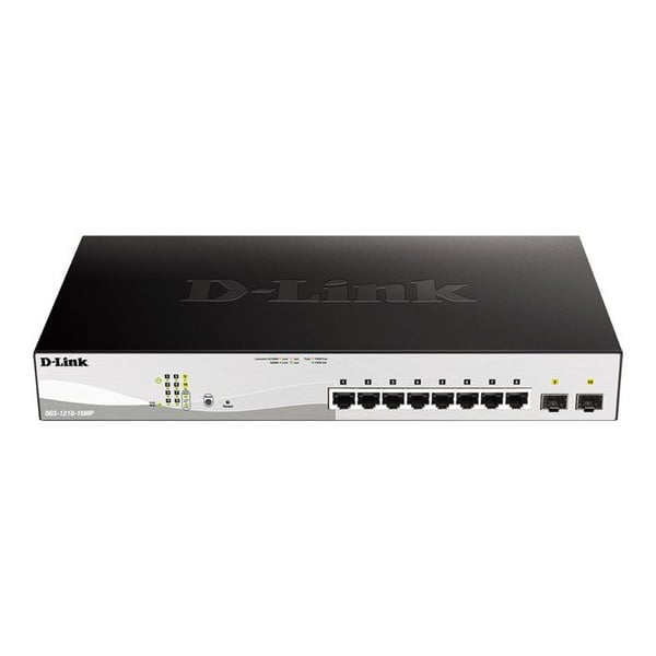 Switch - D-Link - DGS-1210-10MP - 8 port PoE+ - 2 Gigabit SFP-portar - L2+ intelligent