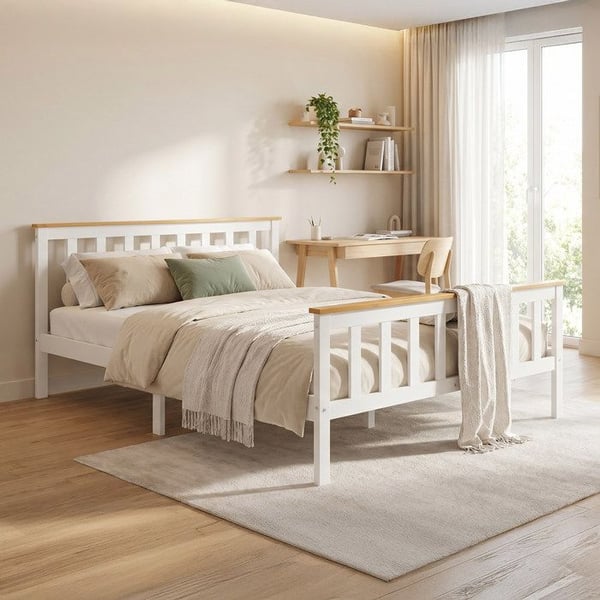 Sängram futon dubbel 140x200 vit trä