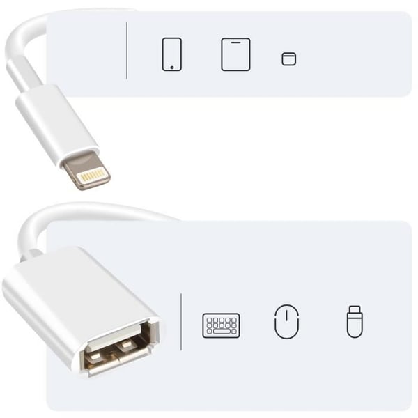OTG USB-adapter - Apple - Lightning - 10cm - Vit - Effektiv dataöverföring