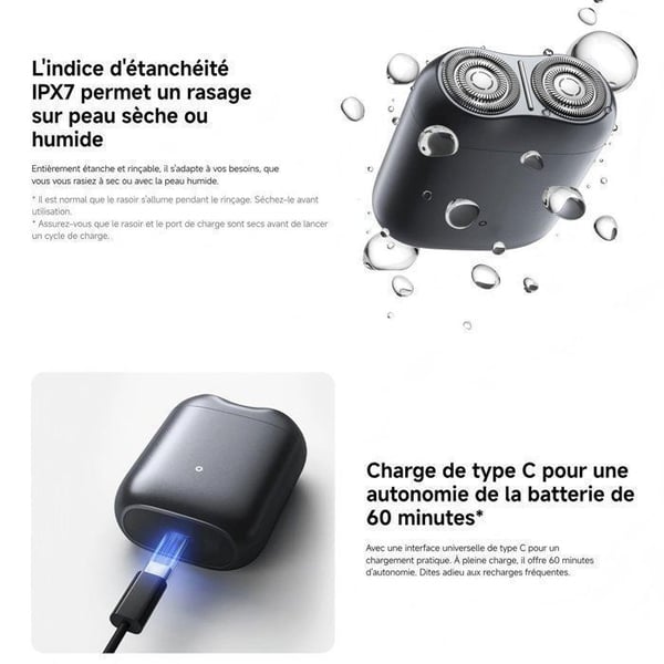 XIAOMI S200 Hopea - Sähkökäyttöinen partakone - 60 min käyttöaika - Vesitiivis ja huuhdeltava - Type-C-lataus - Kompakti muoto