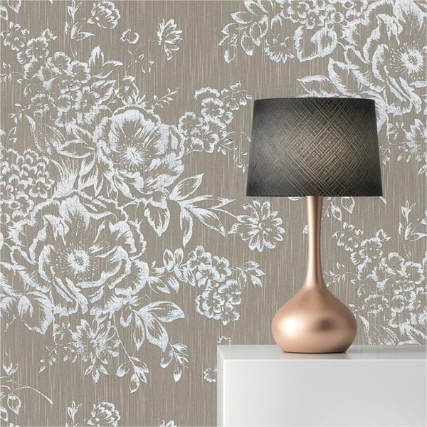Tapet Blommor M1-No.2166 Non-woven tapet Silver Brun Floral Abstrakt