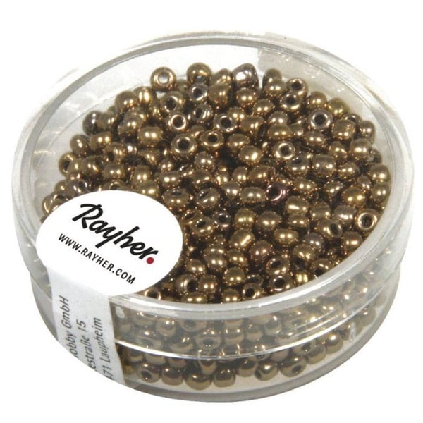 Rocailles,2,6 mm av. silverinredning, låda 16 g, koppar
