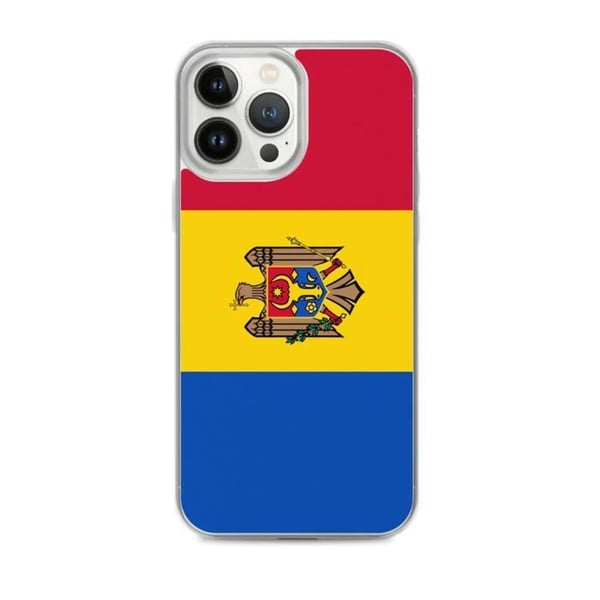 Mobilskal – Moldaviens flagga – Kompatibel med iPhone 13 Pro Max – Mjukt skal – Slitstarkt och stöttåligt – Pixelforma