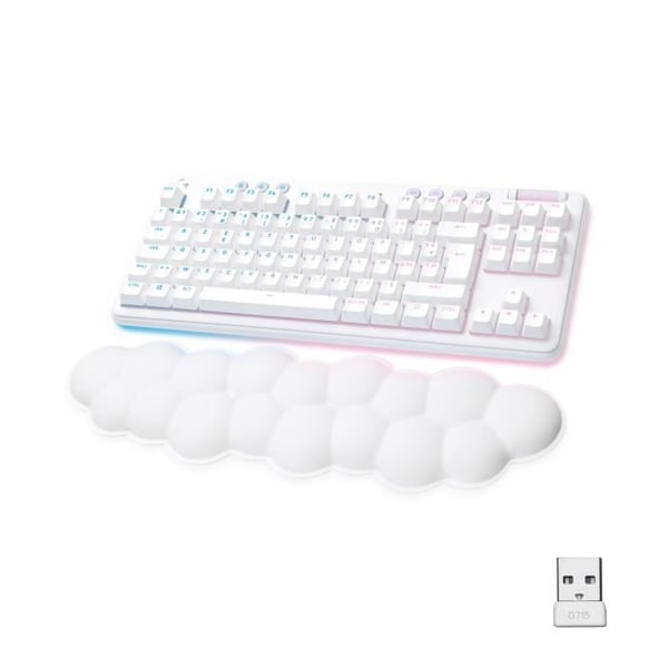 Spelkeyboard - Trådbunden - Logitech G - G715 - AZERTY - Mekanisk - GX Brown Tactil Switch - Handledsstöd - White Mist