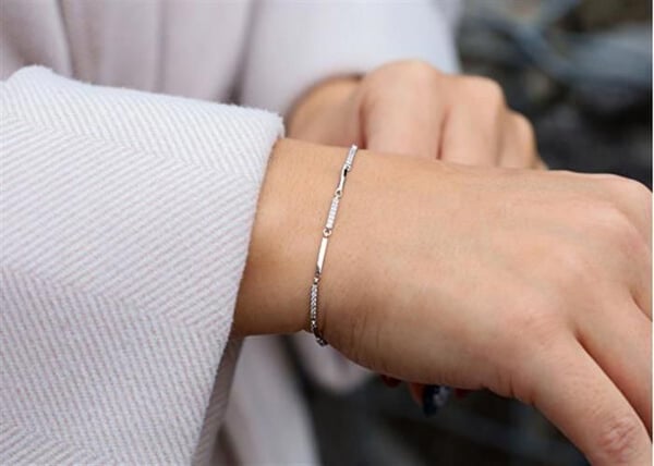 Armband - AGATO - AGB756/21 - Rhodiumbelagt silver - Kubiska zirkon - Justerbar längd 17-21 cm