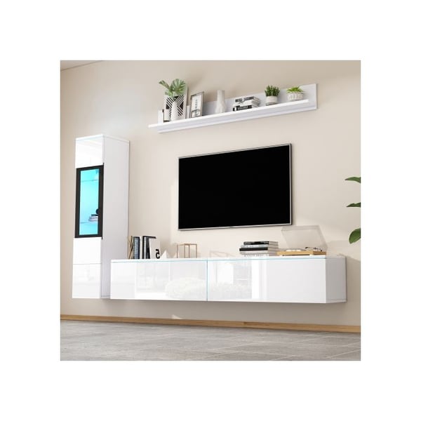Seinähylly - MUVOE - Valkoinen - 1 x seinäkaappi - 1 x hylly - 1 x TV-yksikkö