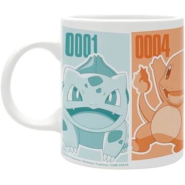 Kop Pokémon Pikachu & Kanto Starters - ABYSTYLE - Keramik - 320 ml - Mikrobølgeovn & opvaskemaskine