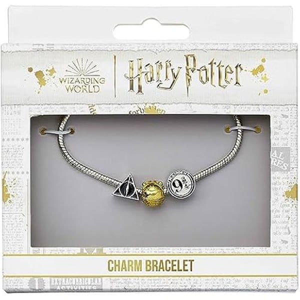 Charmarmband - Harry Potter - Silverfärgad - Dödsreliker - Gyllene snitch - Plattform 9 3/4