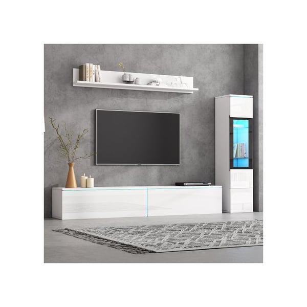 Seinähylly - MUVOE - Valkoinen - 1 x seinäkaappi - 1 x hylly - 1 x TV-yksikkö