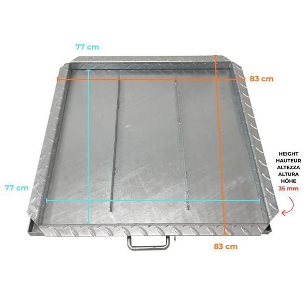 EINSIDE Förstärkt Brunnslock, Lock för Cistern i Galvaniserat och Ruggat Stål – 80 x 80 cm