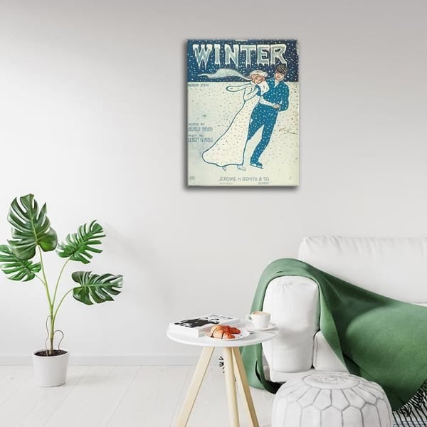 Legendarte - Vintage Winter Music Cover - Målning, Canvastryck cm. 50x70