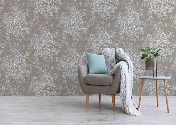 Tapet Blommor M1-No.2166 Non-woven tapet Silver Brun Floral Abstrakt
