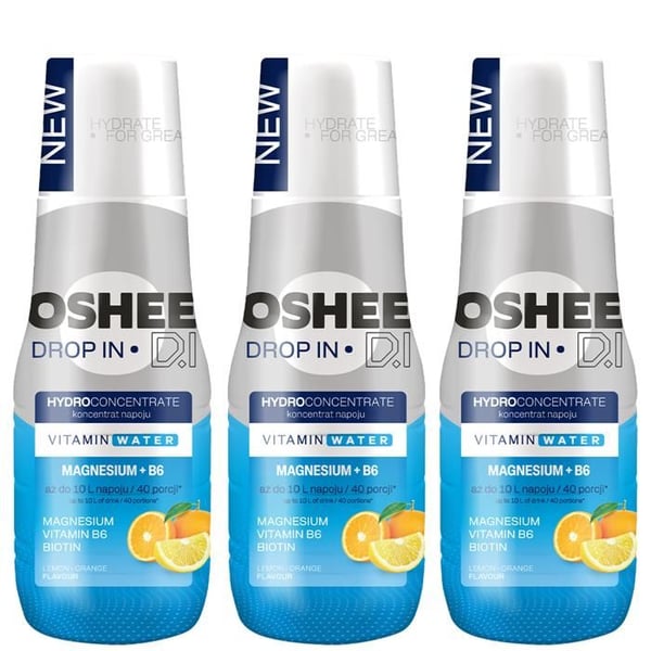 Hydrokoncentrerad vitaminrik - Oshee - Drop In Magnesium B6 Citron Apelsin - 3x500ml - Energi och hydreringsdryck