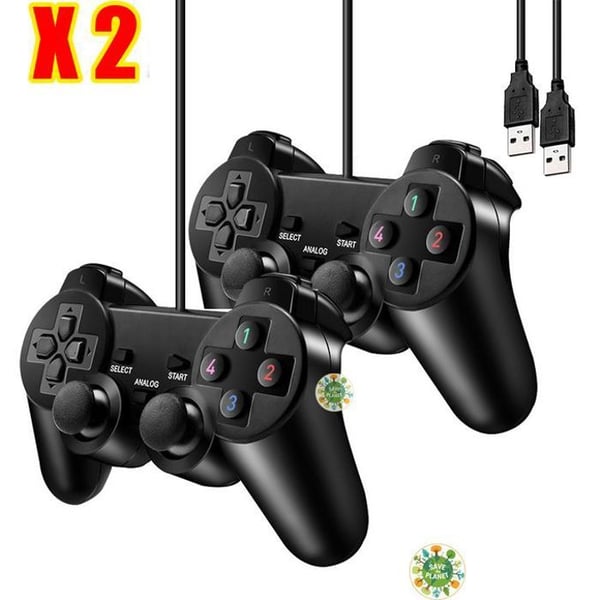 Paket med 2 USB-trådad spelkontroller för PC