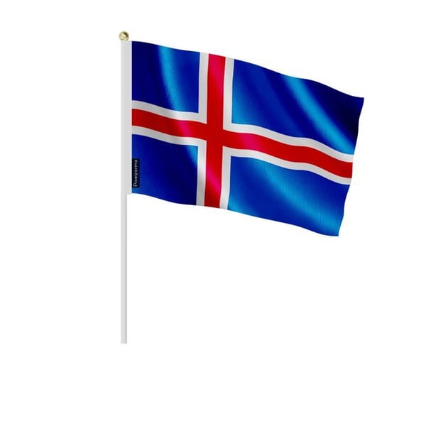 Mini Isländsk flagga – 20 x 30 cm – Att hålla i handen – Polyester – 1 styck – Pixelforma