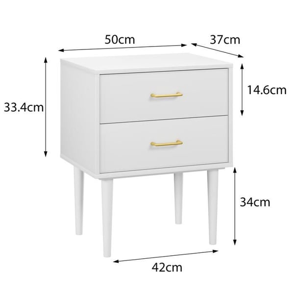 Natbord - MUVOE - Moderne - 2 skuffer - MDF - Massivt træ ben