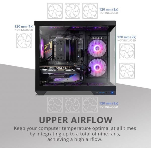 PC-chassi - NOX XTREME PRODUCTS - Hummer Astra Neo Black - Tempererat glas - USB 3.0 - Kompatibel med ATX