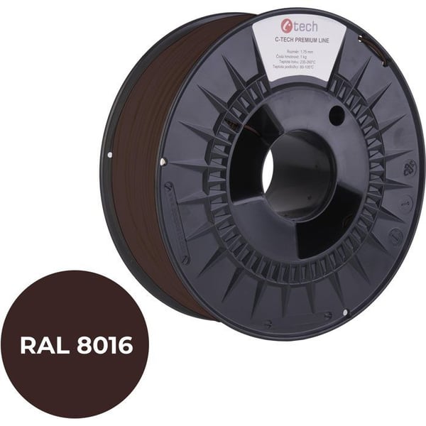 Filament PETG - C-TECH - Mørk mahogni RAL8016 - 1,75 mm - 1 kg - Temperatur 250 °C