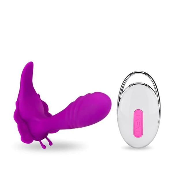 USB-magnetisk vibro kalsong med fjäril 12 lägen vibrator för kvinna och par - Lila
