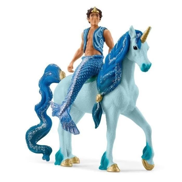 Trition Aryon och Blue Unicorn Figur - Set med 2 delar - Hållbara leksaker för underhållning och låtsaslek - Present till