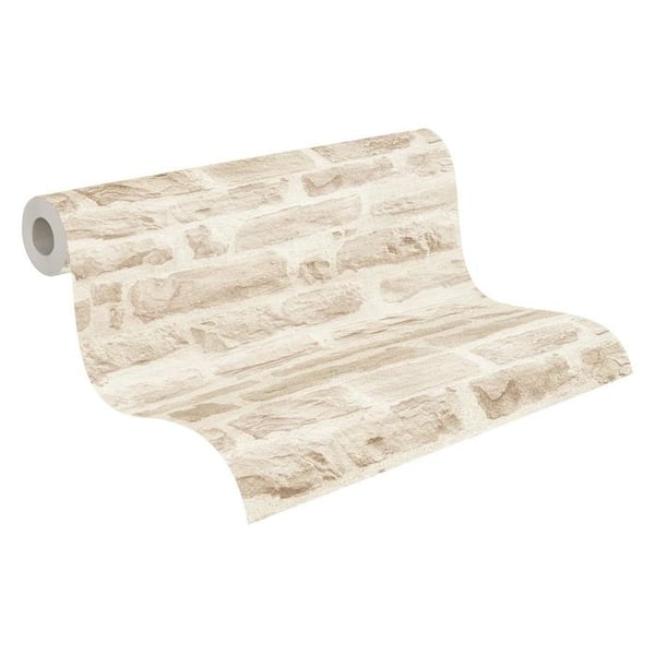 Non-woven tapeter - beige - stenimitation - Mönstrade tapeter - Elements II - A.S Création
