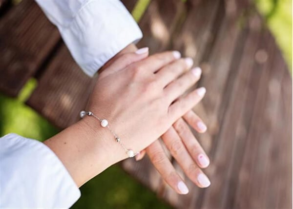 Armband - AGATO - AGB759/21P - Rhodinerat silver - Sötvattenspärlor - Justerbar längd 17-21 cm