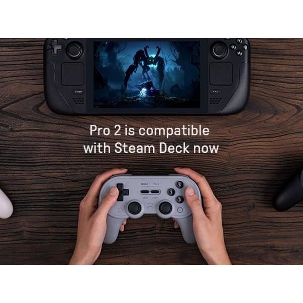 8BitDo PRO 2 Gamepad Hall Effekt - Grå Nya Utgåvan
